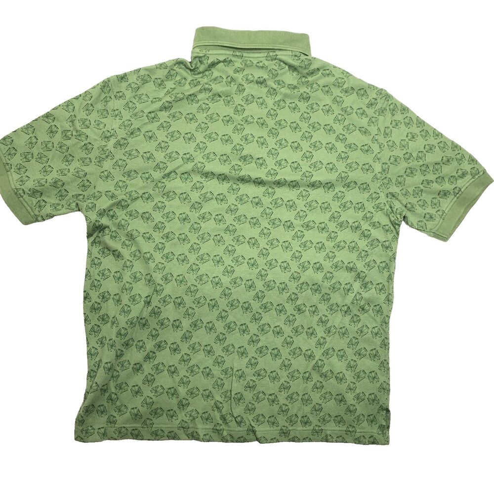 VTG OCEAN PACIFIC Green Short Sleeve Palm Pattern Polo Shirt Mens Size Small Y2K - Picture 3 of 3